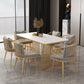 Rectangle Stone Dining table Gold Frame Traditional Luxury Double Pedestal Table Clearhalo 'Dining Tables & Seating' 'Dining Tables' 'dining_table' 'furn' 'furn_dining_table' 'Furniture' 'furniture_dining_table' 'Kitchen & Dining Furniture' 'kitchen' 'kitchen_dining_table' 4781346