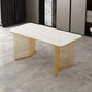 Rectangle Stone Dining table Gold Frame Traditional Luxury Double Pedestal Table Clearhalo 'Dining Tables & Seating' 'Dining Tables' 'dining_table' 'furn' 'furn_dining_table' 'Furniture' 'furniture_dining_table' 'Kitchen & Dining Furniture' 'kitchen' 'kitchen_dining_table' 4781347