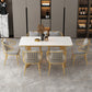 Rectangle Stone Dining table Gold Frame Traditional Luxury Double Pedestal Table Clearhalo 'Dining Tables & Seating' 'Dining Tables' 'dining_table' 'furn' 'furn_dining_table' 'Furniture' 'furniture_dining_table' 'Kitchen & Dining Furniture' 'kitchen' 'kitchen_dining_table' 4781351