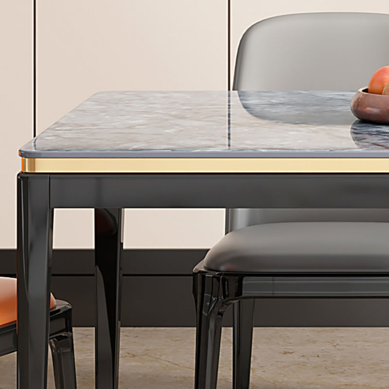 Medieval Modern Sintered Stone Dining Table Rectangle Kitchen Table with 4 Legs Clearhalo 'Dining Tables & Seating' 'Dining Tables' 'dining_table' 'furn' 'furn_dining_table' 'Furniture' 'furniture_dining_table' 'Kitchen & Dining Furniture' 'kitchen' 'kitchen_dining_table' 4781365