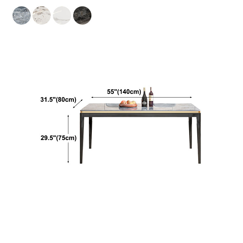 Medieval Modern Sintered Stone Dining Table Rectangle Kitchen Table with 4 Legs Clearhalo 'Dining Tables & Seating' 'Dining Tables' 'dining_table' 'furn' 'furn_dining_table' 'Furniture' 'furniture_dining_table' 'Kitchen & Dining Furniture' 'kitchen' 'kitchen_dining_table' 4781370