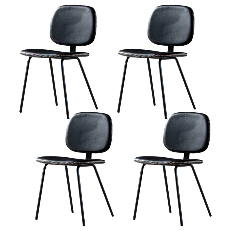 Contemporary Modern Metal Indoor-Outdoor Chair Open Back Side Chair Black 4 Piece Set Clearhalo 'Dining Chairs' 'Dining Tables & Seating' 'dining_chair' 'furn' 'furn_dining_chair' 'Furniture' 'furniture_dining_chair' 'Kitchen & Dining Furniture' 4781378