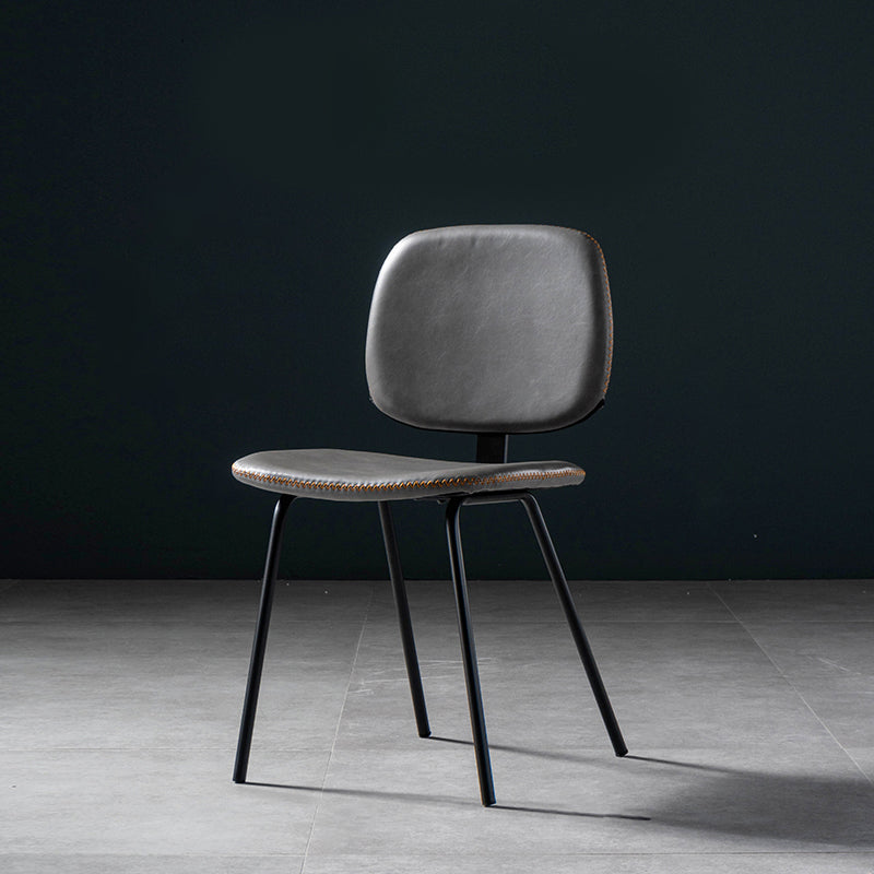 Contemporary Modern Metal Indoor-Outdoor Chair Open Back Side Chair Dark Gray 1 Piece Clearhalo 'Dining Chairs' 'Dining Tables & Seating' 'dining_chair' 'furn' 'furn_dining_chair' 'Furniture' 'furniture_dining_chair' 'Kitchen & Dining Furniture' 4781387