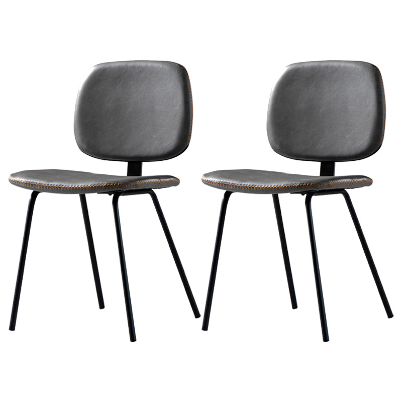 Contemporary Modern Metal Indoor-Outdoor Chair Open Back Side Chair Dark Gray 2 Piece Set Clearhalo 'Dining Chairs' 'Dining Tables & Seating' 'dining_chair' 'furn' 'furn_dining_chair' 'Furniture' 'furniture_dining_chair' 'Kitchen & Dining Furniture' 4781388
