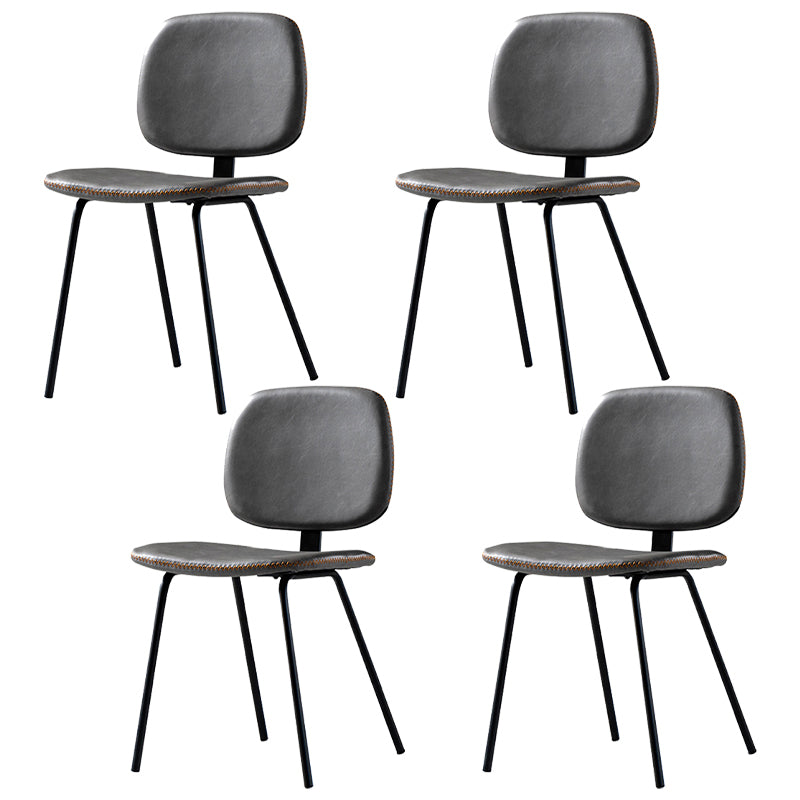 Contemporary Modern Metal Indoor-Outdoor Chair Open Back Side Chair Dark Gray 4 Piece Set Clearhalo 'Dining Chairs' 'Dining Tables & Seating' 'dining_chair' 'furn' 'furn_dining_chair' 'Furniture' 'furniture_dining_chair' 'Kitchen & Dining Furniture' 4781391