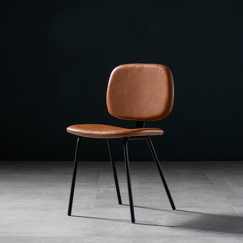 Contemporary Modern Metal Indoor-Outdoor Chair Open Back Side Chair Brown-Khaki 1 Piece Clearhalo 'Dining Chairs' 'Dining Tables & Seating' 'dining_chair' 'furn' 'furn_dining_chair' 'Furniture' 'furniture_dining_chair' 'Kitchen & Dining Furniture' 4781412