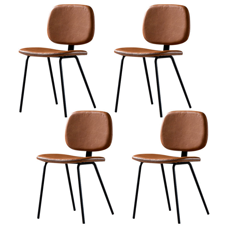 Contemporary Modern Metal Indoor-Outdoor Chair Open Back Side Chair Brown-Khaki 4 Piece Set Clearhalo 'Dining Chairs' 'Dining Tables & Seating' 'dining_chair' 'furn' 'furn_dining_chair' 'Furniture' 'furniture_dining_chair' 'Kitchen & Dining Furniture' 4781414