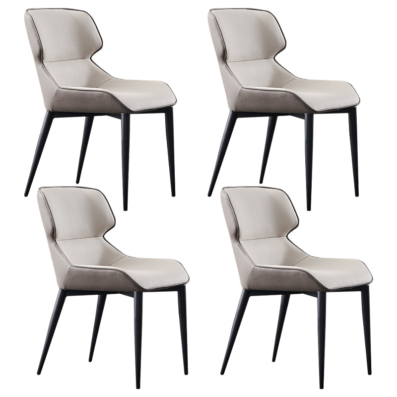 Metal Contemporary Modern Indoor-Outdoor Chair Wingback Side Chair Grey 4 Piece Set Clearhalo 'Dining Chairs' 'Dining Tables & Seating' 'dining_chair' 'furn' 'furn_dining_chair' 'Furniture' 'furniture_dining_chair' 'Kitchen & Dining Furniture' 4781424