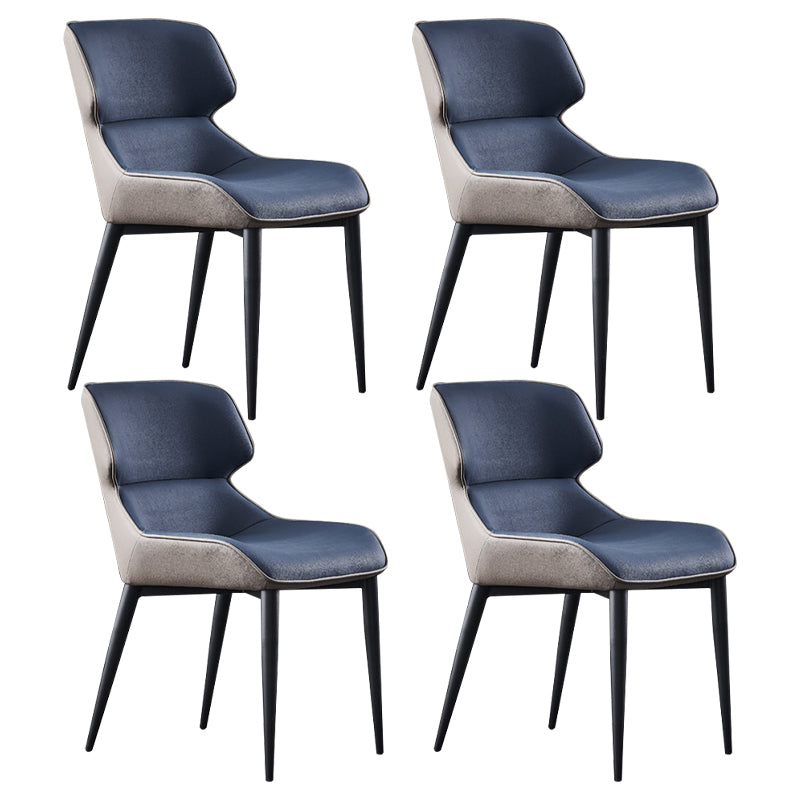 Metal Contemporary Modern Indoor-Outdoor Chair Wingback Side Chair Blue 4 Piece Set Clearhalo 'Dining Chairs' 'Dining Tables & Seating' 'dining_chair' 'furn' 'furn_dining_chair' 'Furniture' 'furniture_dining_chair' 'Kitchen & Dining Furniture' 4781435
