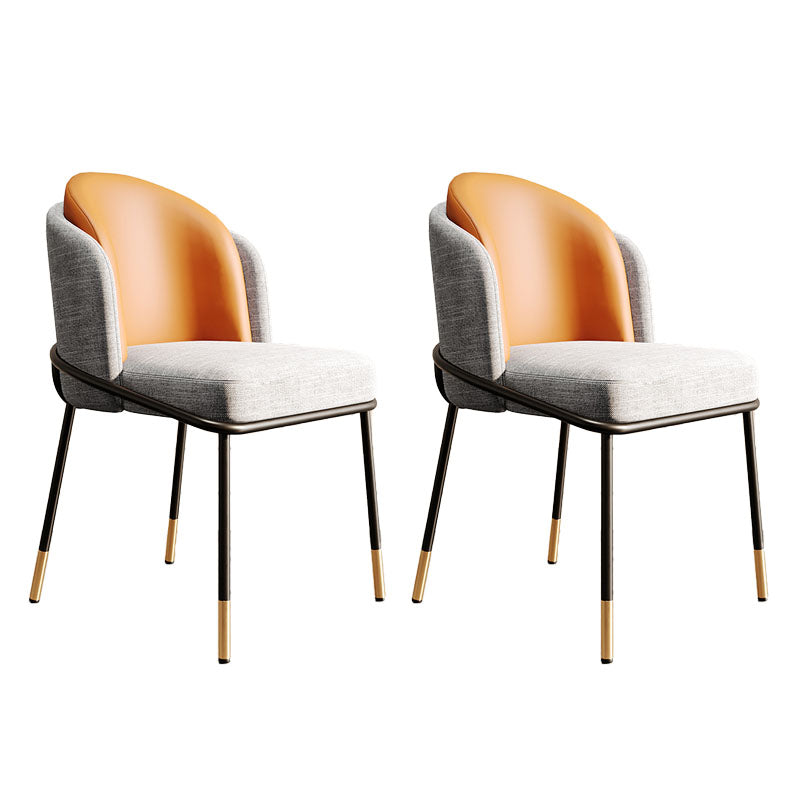 Nordic Design Armless Solid Back Chair for Home Linen Dining Chair Gray-Orange 2 Piece Set Clearhalo 'Dining Chairs' 'Dining Tables & Seating' 'dining_chair' 'furn' 'furn_dining_chair' 'Furniture' 'furniture_dining_chair' 'Kitchen & Dining Furniture' 4781471