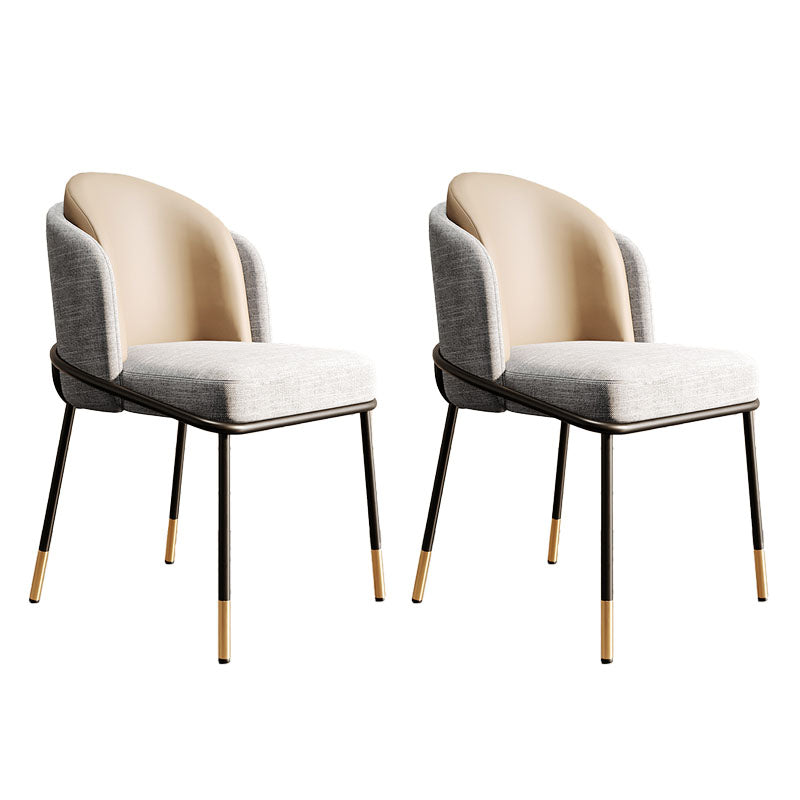 Nordic Design Armless Solid Back Chair for Home Linen Dining Chair Cream Gray 2 Piece Set Clearhalo 'Dining Chairs' 'Dining Tables & Seating' 'dining_chair' 'furn' 'furn_dining_chair' 'Furniture' 'furniture_dining_chair' 'Kitchen & Dining Furniture' 4781477