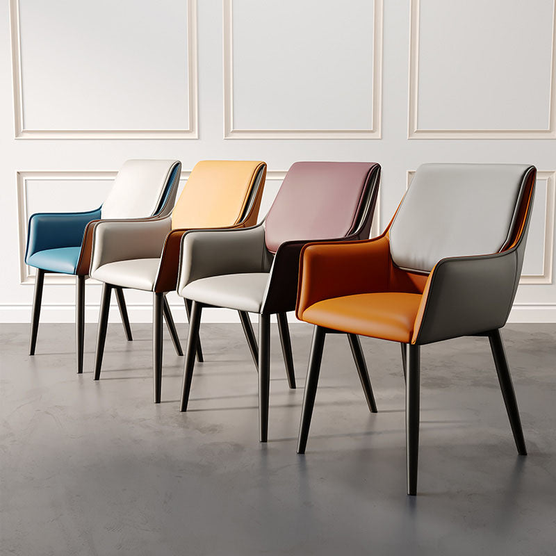 Modern Design Faux Leather Side Chair Arm Solid Back Side Chairs Clearhalo 'Dining Chairs' 'Dining Tables & Seating' 'dining_chair' 'furn' 'furn_dining_chair' 'Furniture' 'furniture_dining_chair' 'Kitchen & Dining Furniture' 4781497