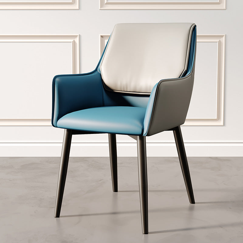 Modern Design Faux Leather Side Chair Arm Solid Back Side Chairs Gray Blue 1 Piece Clearhalo 'Dining Chairs' 'Dining Tables & Seating' 'dining_chair' 'furn' 'furn_dining_chair' 'Furniture' 'furniture_dining_chair' 'Kitchen & Dining Furniture' 4781498