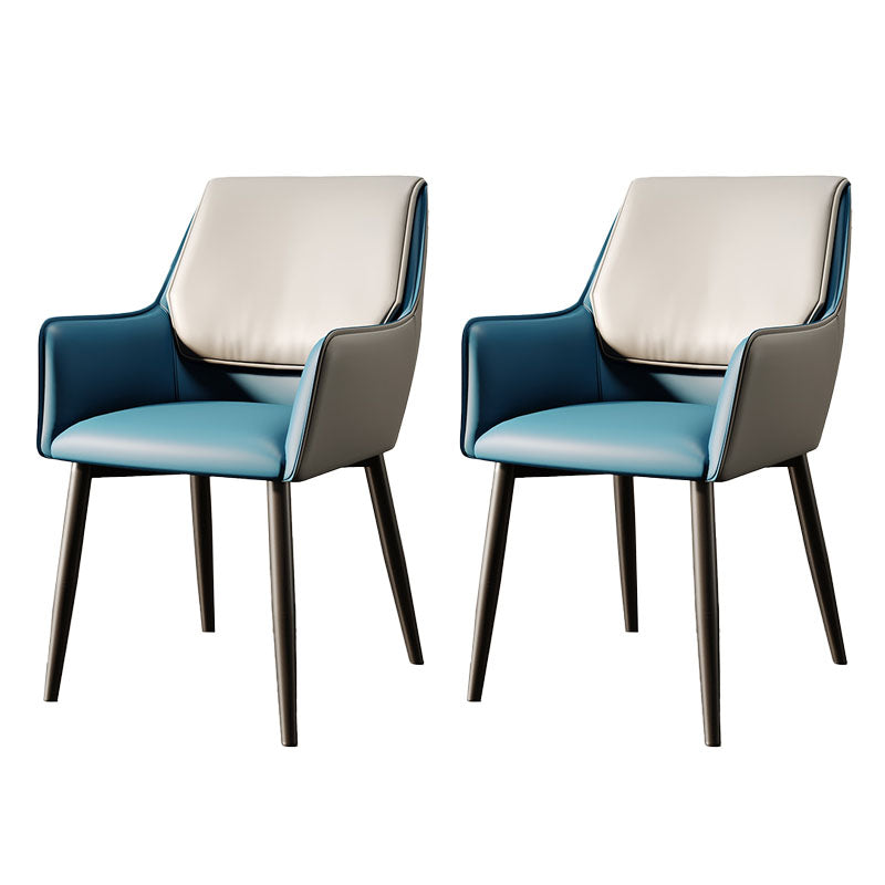 Modern Design Faux Leather Side Chair Arm Solid Back Side Chairs Gray Blue 2 Piece Set Clearhalo 'Dining Chairs' 'Dining Tables & Seating' 'dining_chair' 'furn' 'furn_dining_chair' 'Furniture' 'furniture_dining_chair' 'Kitchen & Dining Furniture' 4781499