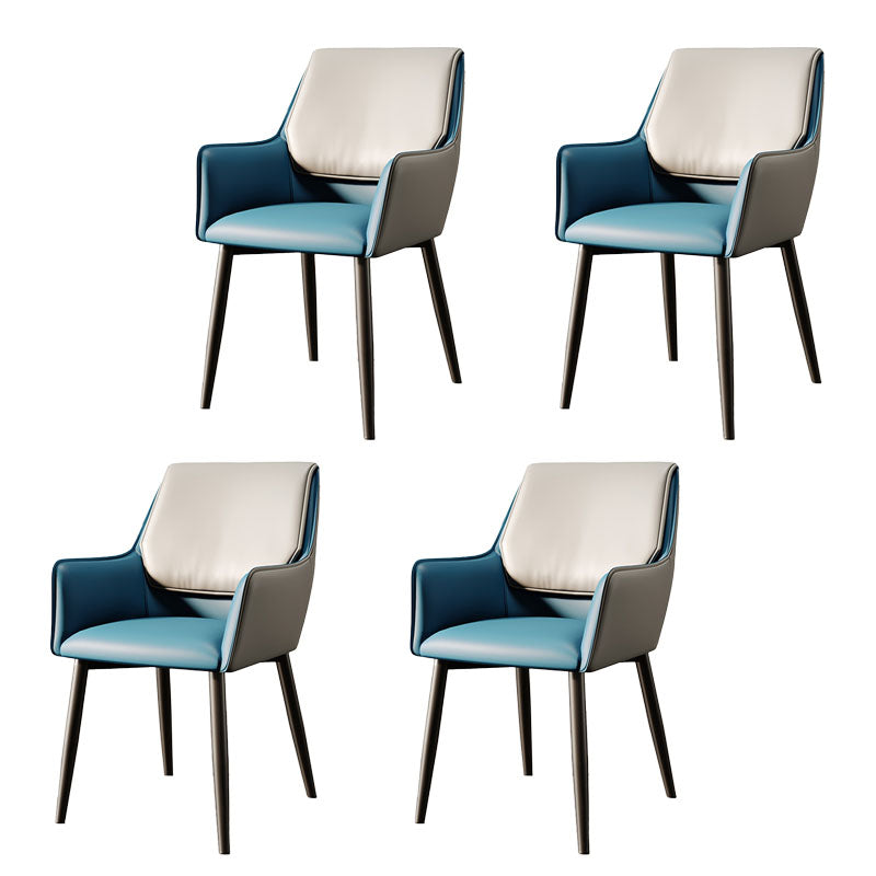 Modern Design Faux Leather Side Chair Arm Solid Back Side Chairs Gray Blue 4 Piece Set Clearhalo 'Dining Chairs' 'Dining Tables & Seating' 'dining_chair' 'furn' 'furn_dining_chair' 'Furniture' 'furniture_dining_chair' 'Kitchen & Dining Furniture' 4781502