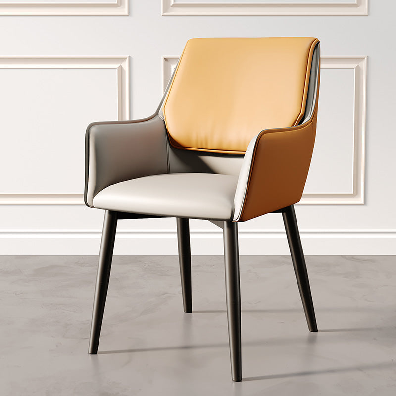 Modern Design Faux Leather Side Chair Arm Solid Back Side Chairs Gray-Orange 1 Piece Clearhalo 'Dining Chairs' 'Dining Tables & Seating' 'dining_chair' 'furn' 'furn_dining_chair' 'Furniture' 'furniture_dining_chair' 'Kitchen & Dining Furniture' 4781504