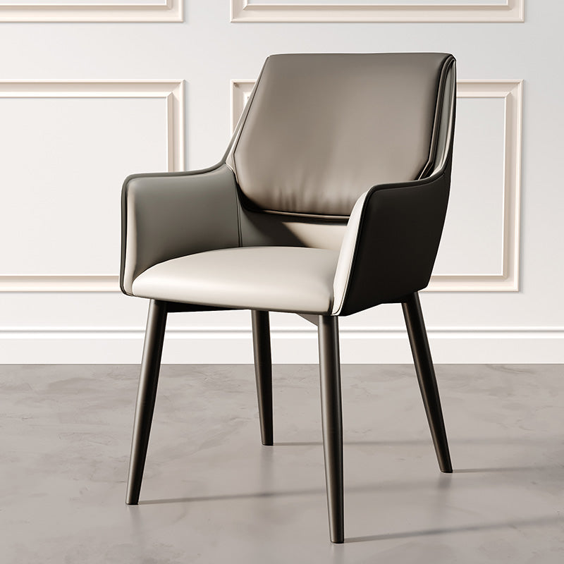 Modern Design Faux Leather Side Chair Arm Solid Back Side Chairs Grey 1 Piece Clearhalo 'Dining Chairs' 'Dining Tables & Seating' 'dining_chair' 'furn' 'furn_dining_chair' 'Furniture' 'furniture_dining_chair' 'Kitchen & Dining Furniture' 4781515