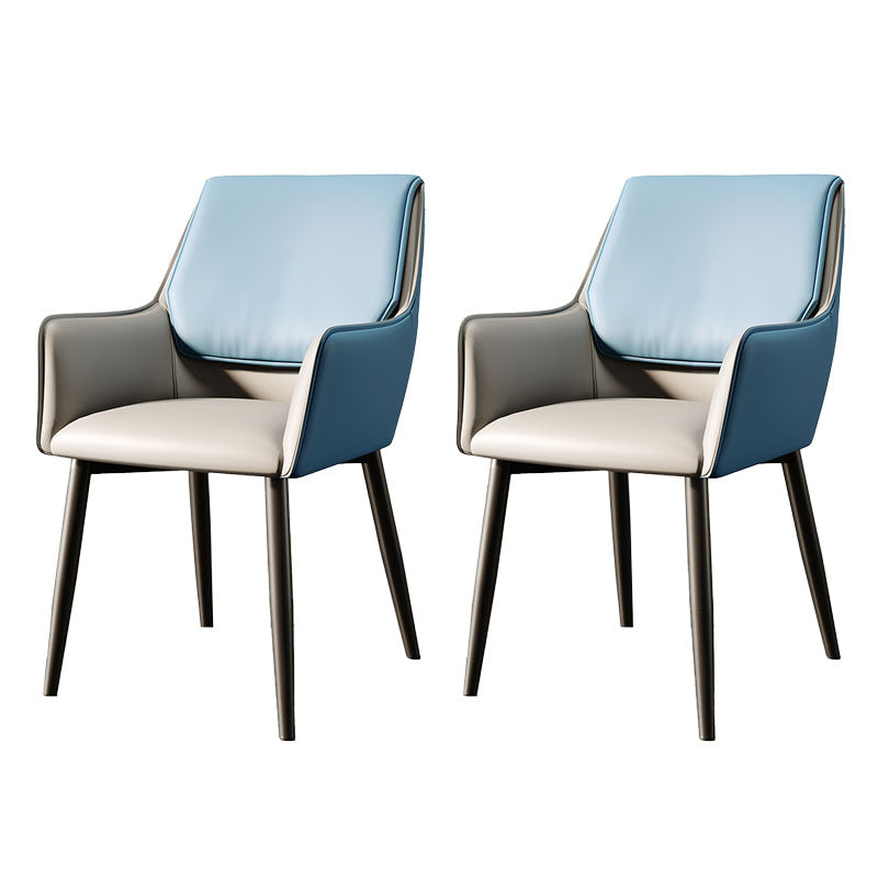 Modern Design Faux Leather Side Chair Arm Solid Back Side Chairs Dark Blue-Gray 2 Piece Set Clearhalo 'Dining Chairs' 'Dining Tables & Seating' 'dining_chair' 'furn' 'furn_dining_chair' 'Furniture' 'furniture_dining_chair' 'Kitchen & Dining Furniture' 4781525