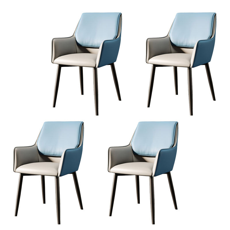 Modern Design Faux Leather Side Chair Arm Solid Back Side Chairs Dark Blue-Gray 4 Piece Set Clearhalo 'Dining Chairs' 'Dining Tables & Seating' 'dining_chair' 'furn' 'furn_dining_chair' 'Furniture' 'furniture_dining_chair' 'Kitchen & Dining Furniture' 4781526