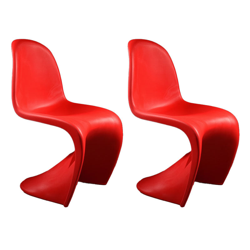 Nordic Style Armless Solid Back Chair Plastic Side Chair for Home Red Set of 2 Clearhalo 'Dining Chairs' 'Dining Tables & Seating' 'dining_chair' 'Furniture' 'furniture_dining_chair' 'Kitchen & Dining Furniture' 4781529