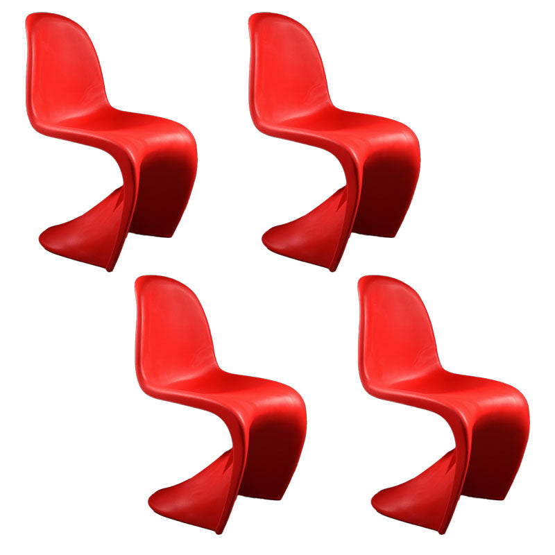 Nordic Style Armless Solid Back Chair Plastic Side Chair for Home Red Set of 4 Clearhalo 'Dining Chairs' 'Dining Tables & Seating' 'dining_chair' 'Furniture' 'furniture_dining_chair' 'Kitchen & Dining Furniture' 4781531