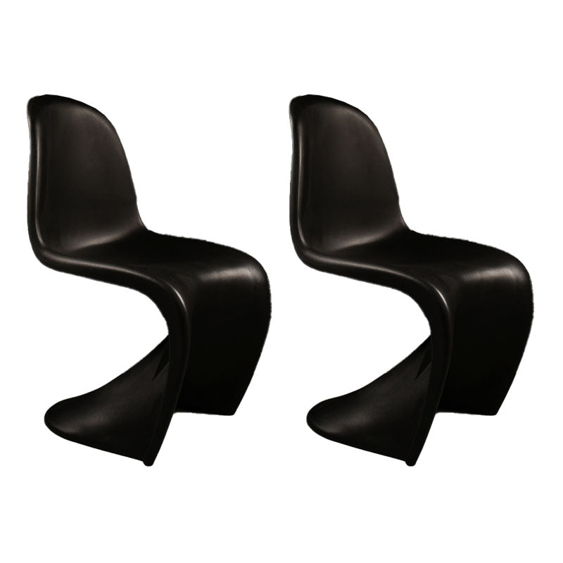 Nordic Style Armless Solid Back Chair Plastic Side Chair for Home Black Set of 2 Clearhalo 'Dining Chairs' 'Dining Tables & Seating' 'dining_chair' 'Furniture' 'furniture_dining_chair' 'Kitchen & Dining Furniture' 4781534