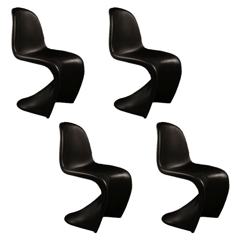Nordic Style Armless Solid Back Chair Plastic Side Chair for Home Black Set of 4 Clearhalo 'Dining Chairs' 'Dining Tables & Seating' 'dining_chair' 'Furniture' 'furniture_dining_chair' 'Kitchen & Dining Furniture' 4781536