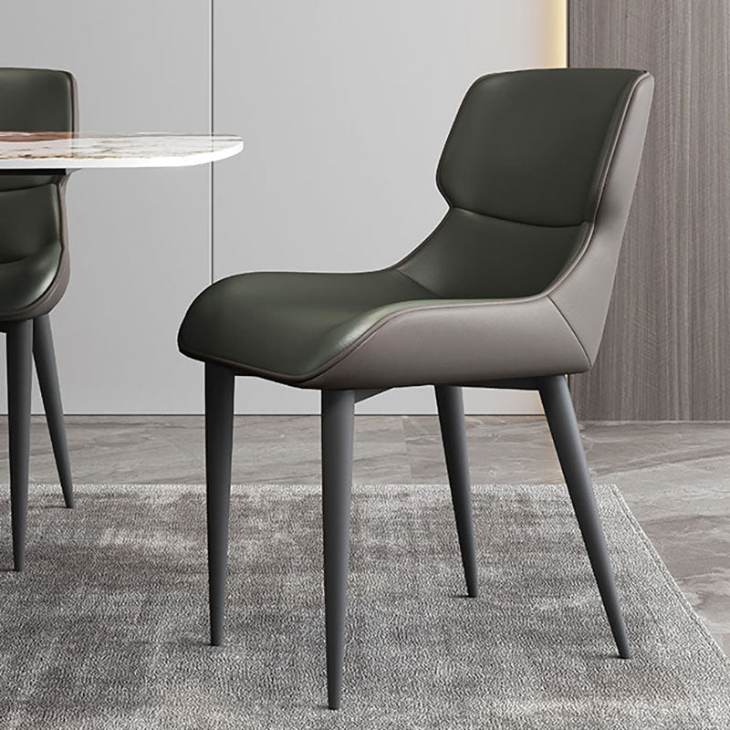 Industrial Design Leather Dining Side Chair for Home Arm Wingback Chair Blackish Green 1 Piece Clearhalo 'Dining Chairs' 'Dining Tables & Seating' 'dining_chair' 'furn' 'furn_dining_chair' 'Furniture' 'furniture_dining_chair' 'Kitchen & Dining Furniture' 4781548