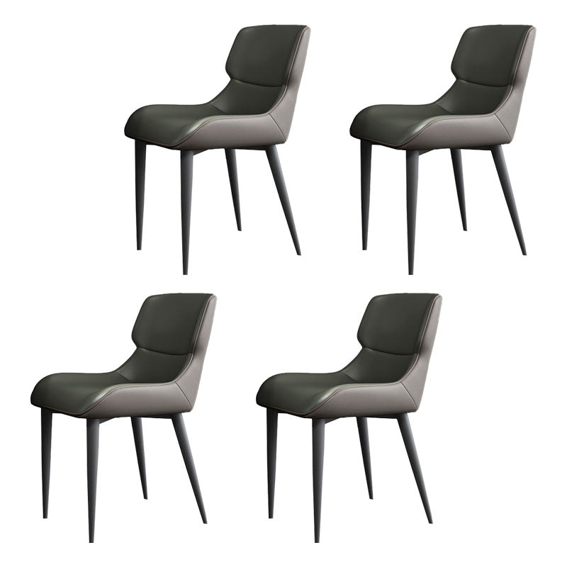 Industrial Design Leather Dining Side Chair for Home Arm Wingback Chair Blackish Green 4 Piece Set Clearhalo 'Dining Chairs' 'Dining Tables & Seating' 'dining_chair' 'furn' 'furn_dining_chair' 'Furniture' 'furniture_dining_chair' 'Kitchen & Dining Furniture' 4781552