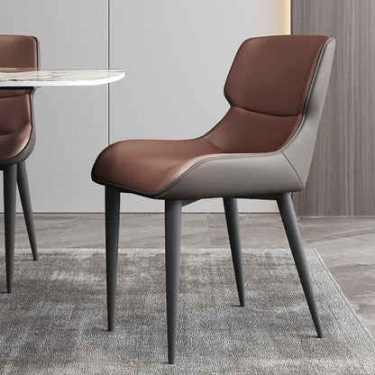 Industrial Design Leather Dining Side Chair for Home Arm Wingback Chair Brown 1 Piece Clearhalo 'Dining Chairs' 'Dining Tables & Seating' 'dining_chair' 'furn' 'furn_dining_chair' 'Furniture' 'furniture_dining_chair' 'Kitchen & Dining Furniture' 4781553