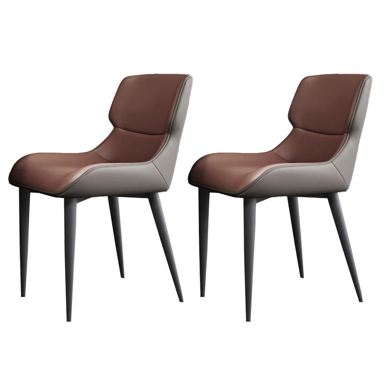 Industrial Design Leather Dining Side Chair for Home Arm Wingback Chair Brown 2 Piece Set Clearhalo 'Dining Chairs' 'Dining Tables & Seating' 'dining_chair' 'furn' 'furn_dining_chair' 'Furniture' 'furniture_dining_chair' 'Kitchen & Dining Furniture' 4781555
