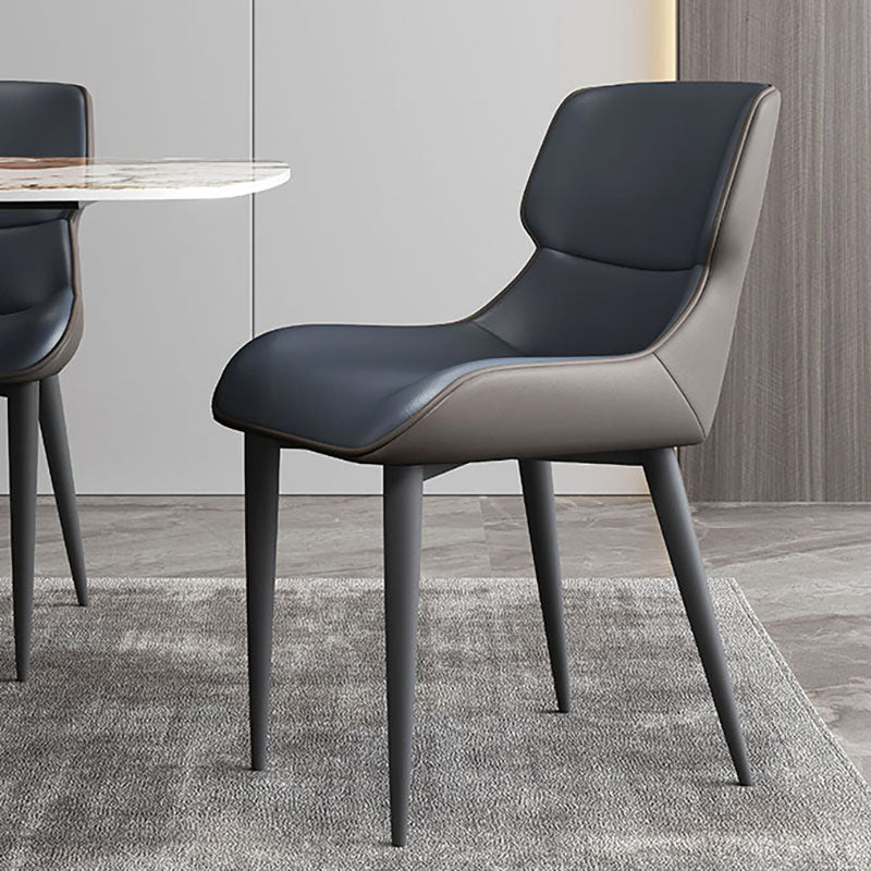 Industrial Design Leather Dining Side Chair for Home Arm Wingback Chair Dark Blue 1 Piece Clearhalo 'Dining Chairs' 'Dining Tables & Seating' 'dining_chair' 'furn' 'furn_dining_chair' 'Furniture' 'furniture_dining_chair' 'Kitchen & Dining Furniture' 4781559