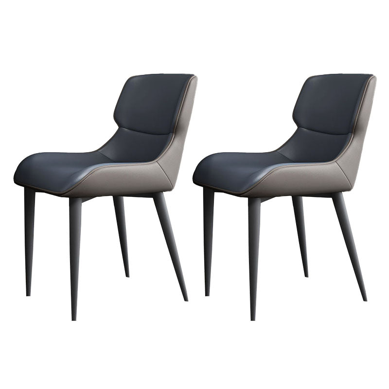 Industrial Design Leather Dining Side Chair for Home Arm Wingback Chair Dark Blue 2 Piece Set Clearhalo 'Dining Chairs' 'Dining Tables & Seating' 'dining_chair' 'furn' 'furn_dining_chair' 'Furniture' 'furniture_dining_chair' 'Kitchen & Dining Furniture' 4781562