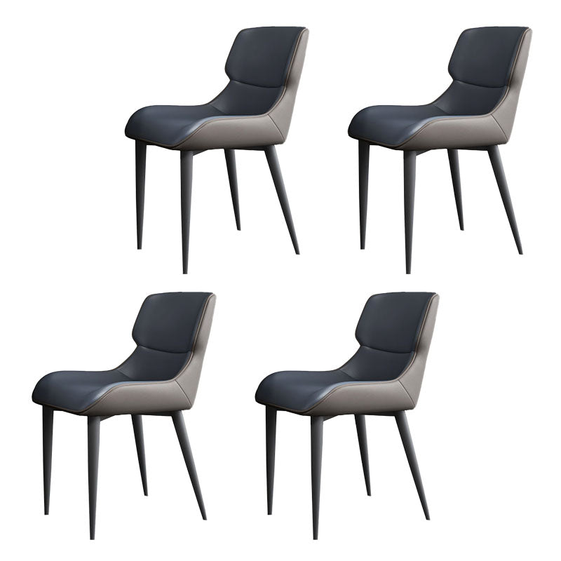 Industrial Design Leather Dining Side Chair for Home Arm Wingback Chair Dark Blue 4 Piece Set Clearhalo 'Dining Chairs' 'Dining Tables & Seating' 'dining_chair' 'furn' 'furn_dining_chair' 'Furniture' 'furniture_dining_chair' 'Kitchen & Dining Furniture' 4781564