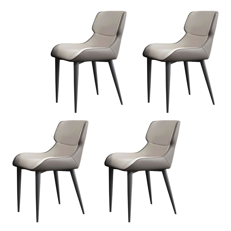 Industrial Design Leather Dining Side Chair for Home Arm Wingback Chair Gray-Khaki 4 Piece Set Clearhalo 'Dining Chairs' 'Dining Tables & Seating' 'dining_chair' 'furn' 'furn_dining_chair' 'Furniture' 'furniture_dining_chair' 'Kitchen & Dining Furniture' 4781569
