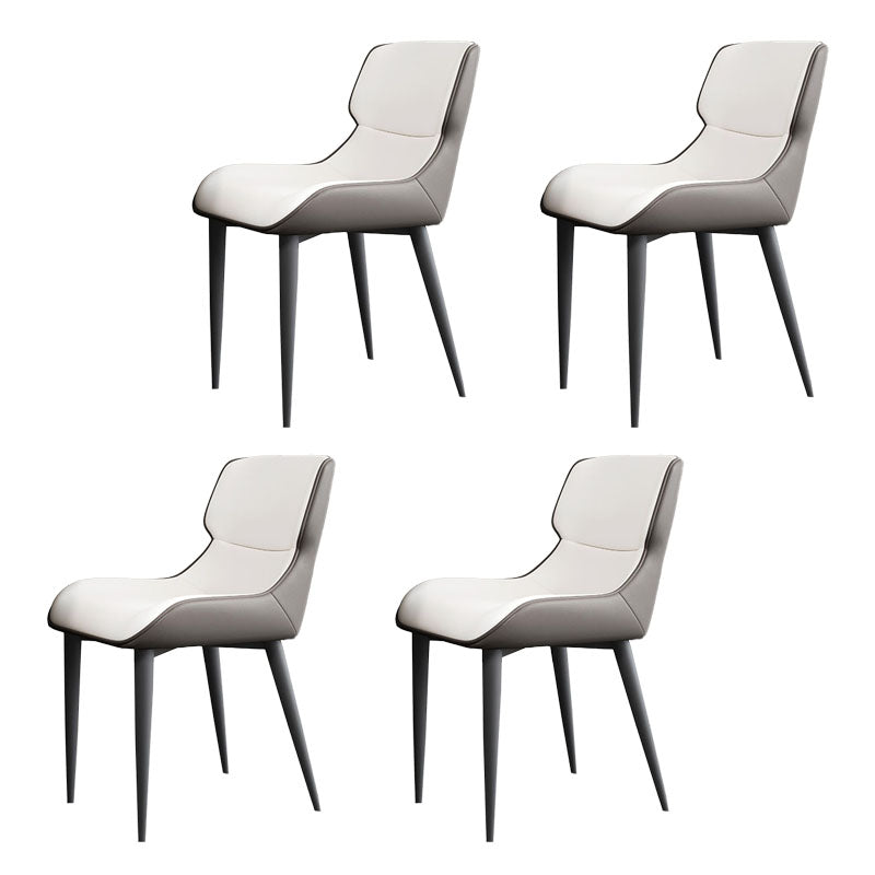 Industrial Design Leather Dining Side Chair for Home Arm Wingback Chair Off-White 4 Piece Set Clearhalo 'Dining Chairs' 'Dining Tables & Seating' 'dining_chair' 'furn' 'furn_dining_chair' 'Furniture' 'furniture_dining_chair' 'Kitchen & Dining Furniture' 4781573