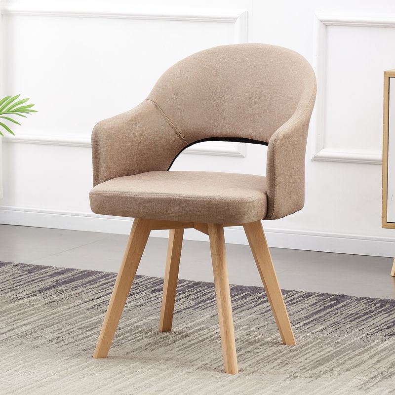 Modern Open Back Dining Side Chair Dining Fabric Side Chair for Home Khaki 1 Piece Clearhalo 'Dining Chairs' 'Dining Tables & Seating' 'dining_chair' 'furn' 'furn_dining_chair' 'Furniture' 'furniture_dining_chair' 'Kitchen & Dining Furniture' 4781588