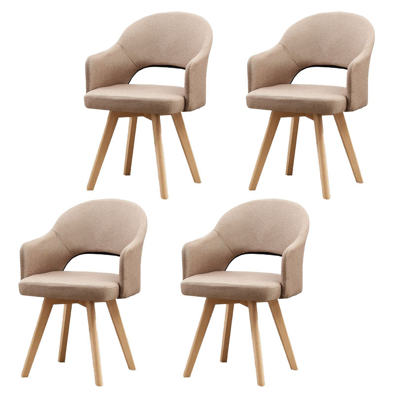 Modern Open Back Dining Side Chair Dining Fabric Side Chair for Home Khaki 4 Piece Set Clearhalo 'Dining Chairs' 'Dining Tables & Seating' 'dining_chair' 'furn' 'furn_dining_chair' 'Furniture' 'furniture_dining_chair' 'Kitchen & Dining Furniture' 4781592