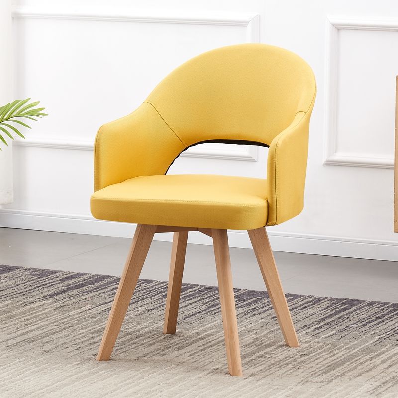Modern Open Back Dining Side Chair Dining Fabric Side Chair for Home Yellow 1 Piece Clearhalo 'Dining Chairs' 'Dining Tables & Seating' 'dining_chair' 'furn' 'furn_dining_chair' 'Furniture' 'furniture_dining_chair' 'Kitchen & Dining Furniture' 4781601