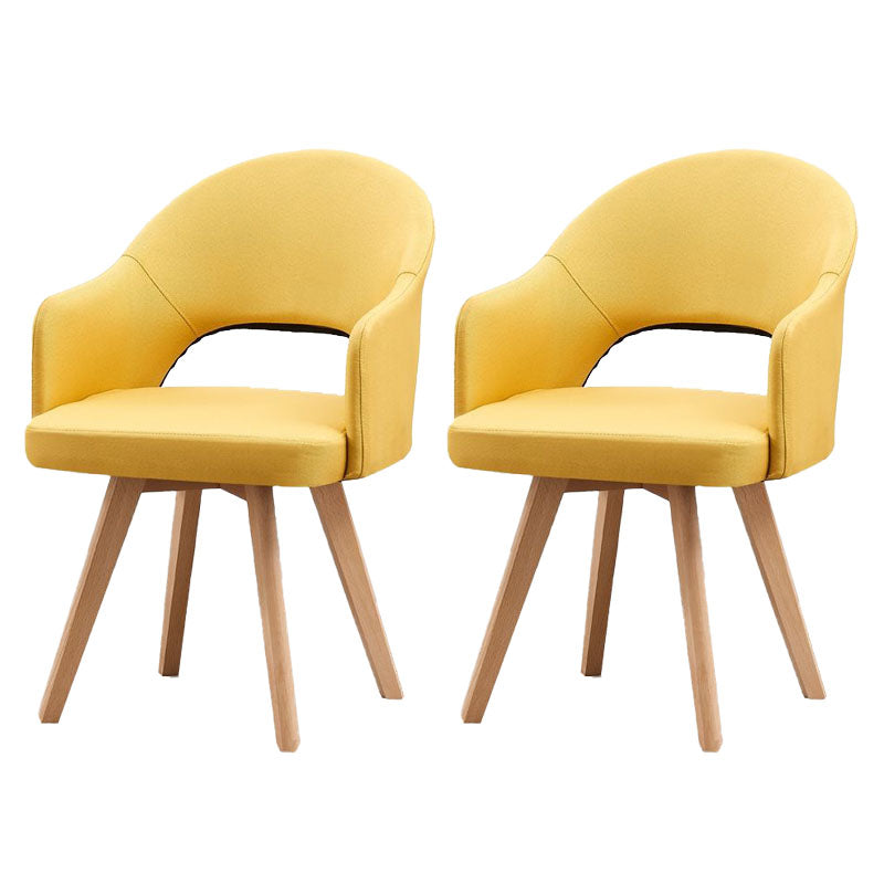 Modern Open Back Dining Side Chair Dining Fabric Side Chair for Home Yellow 2 Piece Set Clearhalo 'Dining Chairs' 'Dining Tables & Seating' 'dining_chair' 'furn' 'furn_dining_chair' 'Furniture' 'furniture_dining_chair' 'Kitchen & Dining Furniture' 4781602