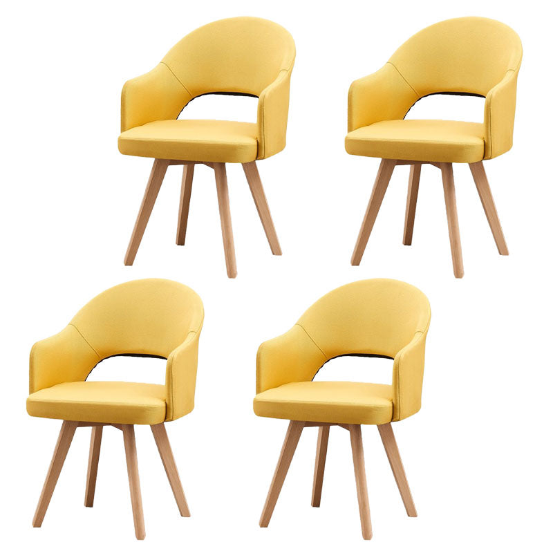 Modern Open Back Dining Side Chair Dining Fabric Side Chair for Home Yellow 4 Piece Set Clearhalo 'Dining Chairs' 'Dining Tables & Seating' 'dining_chair' 'furn' 'furn_dining_chair' 'Furniture' 'furniture_dining_chair' 'Kitchen & Dining Furniture' 4781603