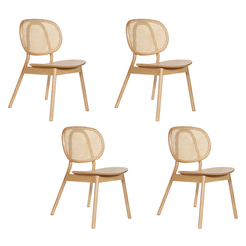 Nordic Style Armless Chairs Wood Open Back Side Dining Chairs Natural 4 Piece Set Clearhalo 'Dining Chairs' 'Dining Tables & Seating' 'dining_chair' 'furn' 'furn_dining_chair' 'Furniture' 'furniture_dining_chair' 'Kitchen & Dining Furniture' 4781616