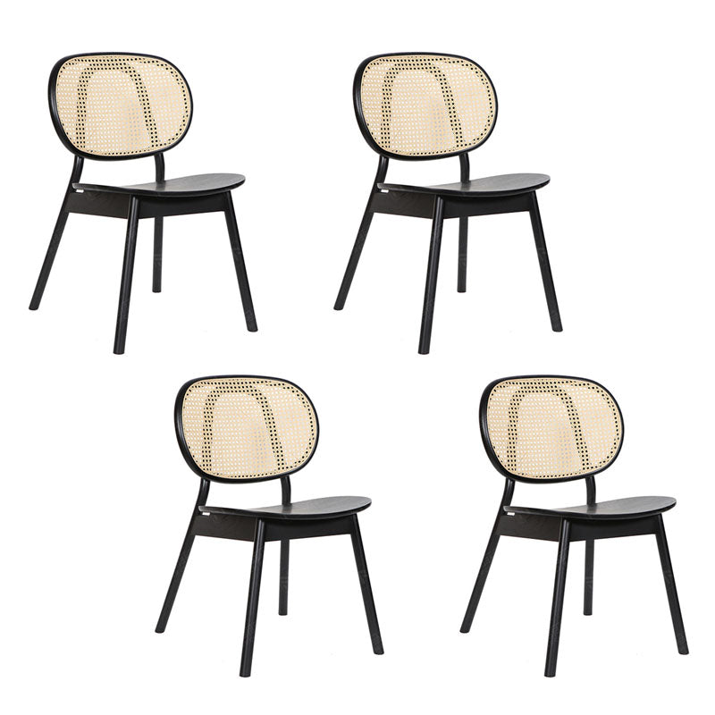Nordic Style Armless Chairs Wood Open Back Side Dining Chairs Black 4 Piece Set Clearhalo 'Dining Chairs' 'Dining Tables & Seating' 'dining_chair' 'furn' 'furn_dining_chair' 'Furniture' 'furniture_dining_chair' 'Kitchen & Dining Furniture' 4781621