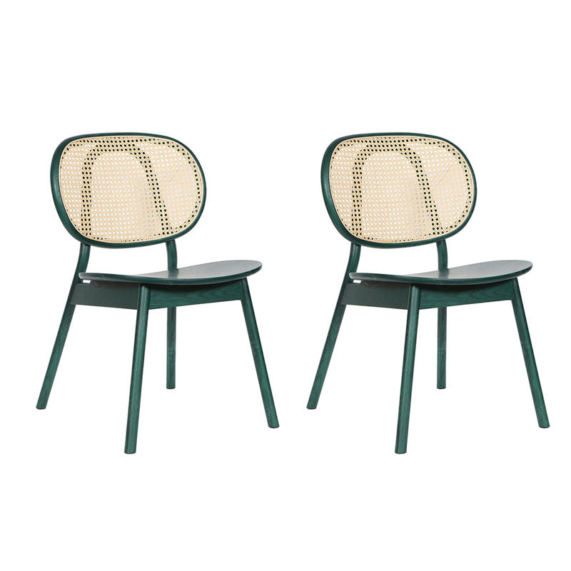 Nordic Style Armless Chairs Wood Open Back Side Dining Chairs Green 2 Piece Set Clearhalo 'Dining Chairs' 'Dining Tables & Seating' 'dining_chair' 'furn' 'furn_dining_chair' 'Furniture' 'furniture_dining_chair' 'Kitchen & Dining Furniture' 4781625
