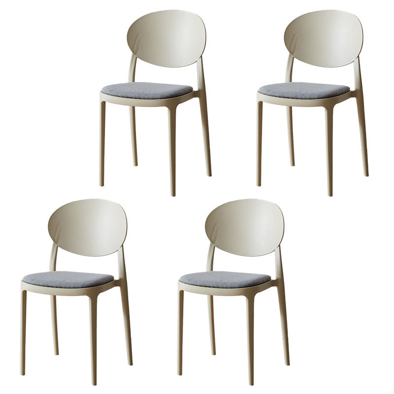 Contemporary Stackable Plastic Chair Open Back Kitchen Armless Chairs Camel 4 Piece Set Clearhalo 'Dining Chairs' 'Dining Tables & Seating' 'dining_chair' 'furn' 'furn_dining_chair' 'Furniture' 'furniture_dining_chair' 'Kitchen & Dining Furniture' 4781634
