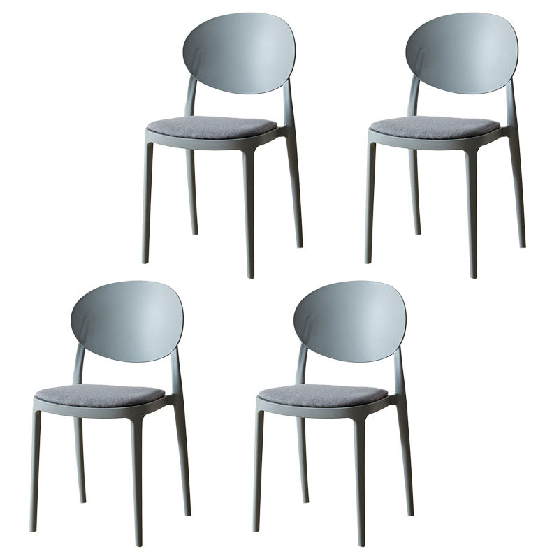 Contemporary Stackable Plastic Chair Open Back Kitchen Armless Chairs Grey 4 Piece Set Clearhalo 'Dining Chairs' 'Dining Tables & Seating' 'dining_chair' 'furn' 'furn_dining_chair' 'Furniture' 'furniture_dining_chair' 'Kitchen & Dining Furniture' 4781638