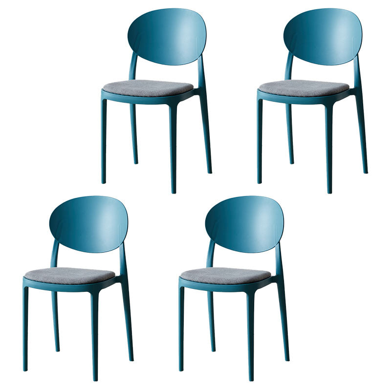 Contemporary Stackable Plastic Chair Open Back Kitchen Armless Chairs Peacock Blue 4 Piece Set Clearhalo 'Dining Chairs' 'Dining Tables & Seating' 'dining_chair' 'furn' 'furn_dining_chair' 'Furniture' 'furniture_dining_chair' 'Kitchen & Dining Furniture' 4781643