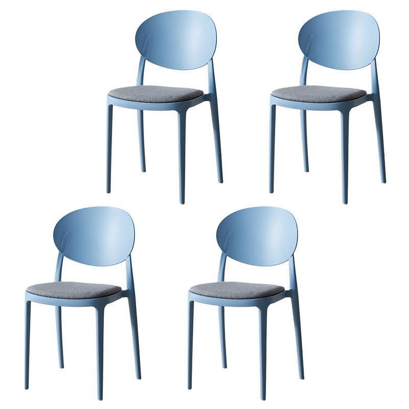 Contemporary Stackable Plastic Chair Open Back Kitchen Armless Chairs Blue 4 Piece Set Clearhalo 'Dining Chairs' 'Dining Tables & Seating' 'dining_chair' 'furn' 'furn_dining_chair' 'Furniture' 'furniture_dining_chair' 'Kitchen & Dining Furniture' 4781647