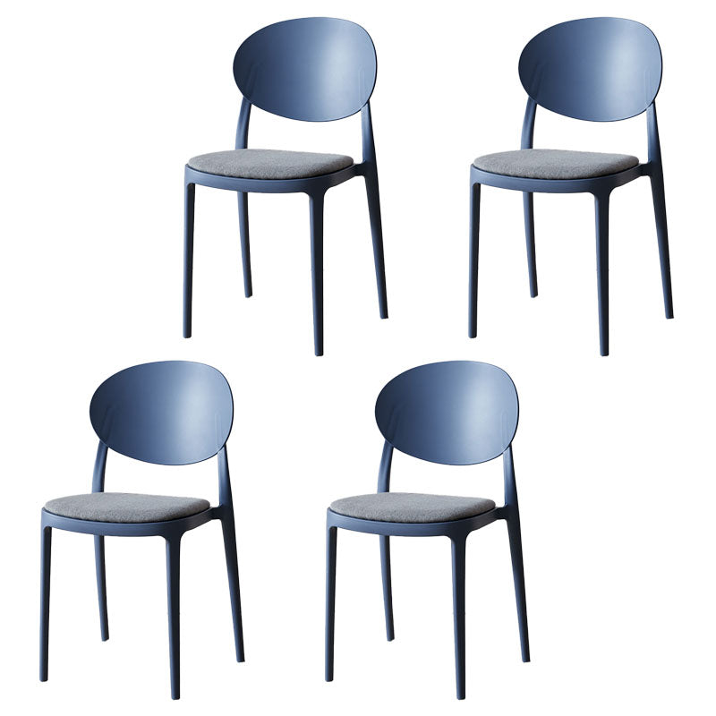 Contemporary Stackable Plastic Chair Open Back Kitchen Armless Chairs Gray Blue 4 Piece Set Clearhalo 'Dining Chairs' 'Dining Tables & Seating' 'dining_chair' 'furn' 'furn_dining_chair' 'Furniture' 'furniture_dining_chair' 'Kitchen & Dining Furniture' 4781651