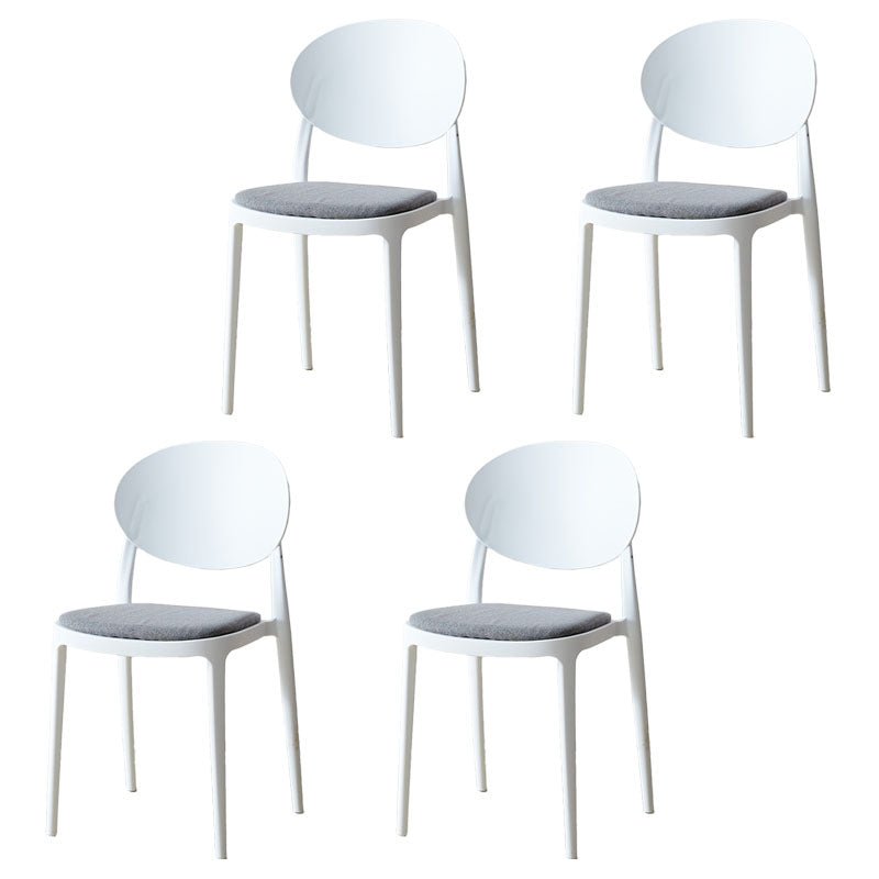 Contemporary Stackable Plastic Chair Open Back Kitchen Armless Chairs White 4 Piece Set Clearhalo 'Dining Chairs' 'Dining Tables & Seating' 'dining_chair' 'furn' 'furn_dining_chair' 'Furniture' 'furniture_dining_chair' 'Kitchen & Dining Furniture' 4781653